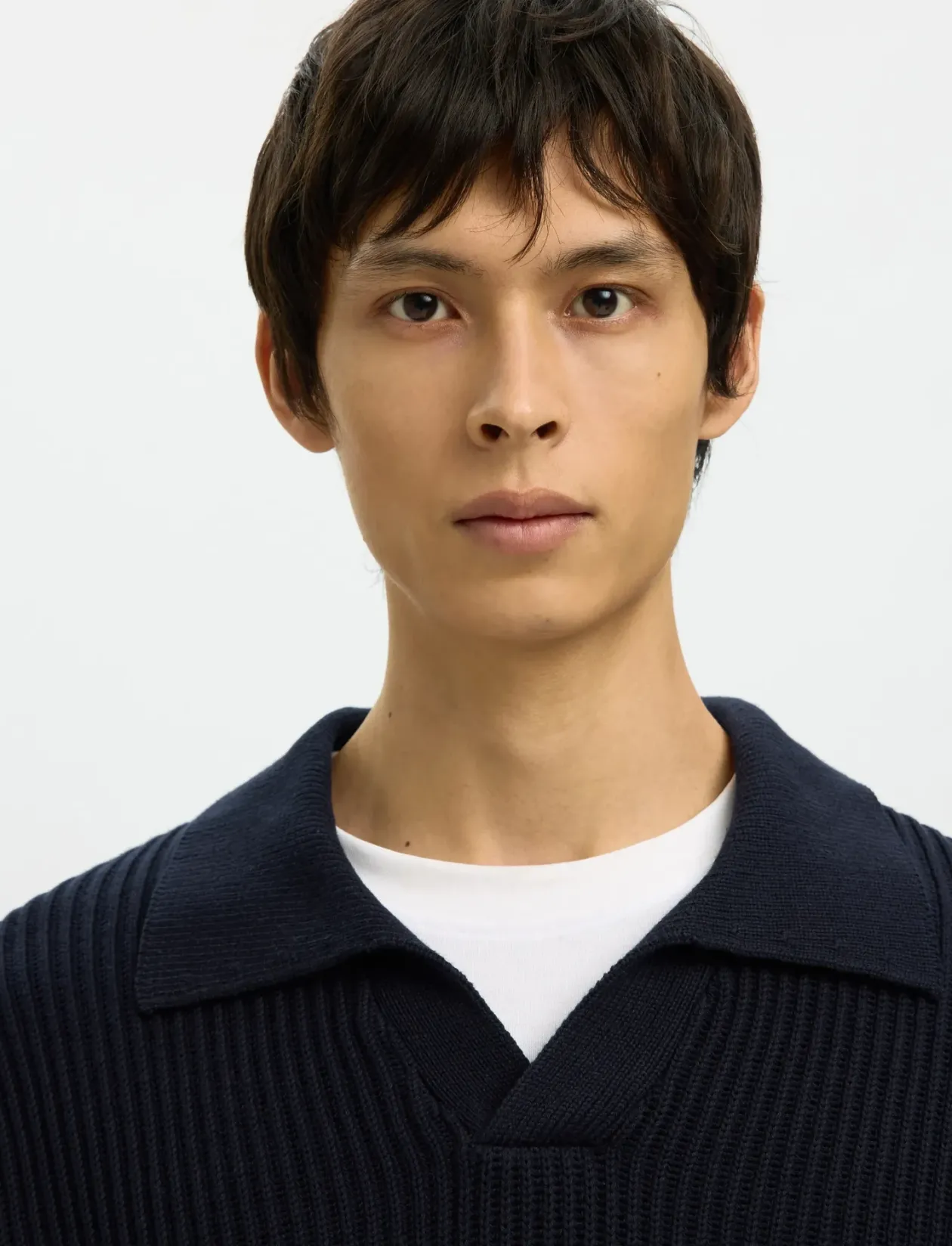 SLHDRY LS KNIT RELAXED OPEN POLO - Polostrik