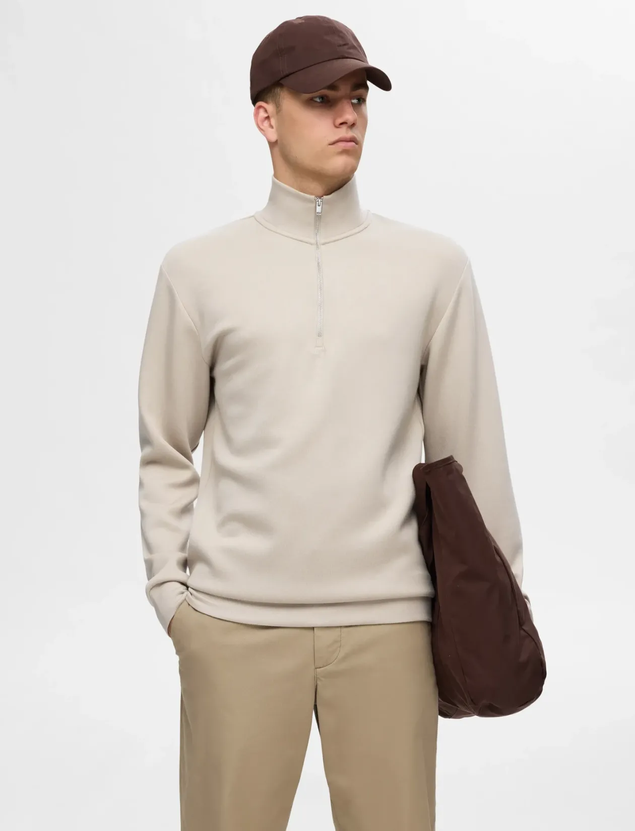SLHEMANUEL SOFT ZIP HIGH NECK SWEAT NOOS - Sweatshirts