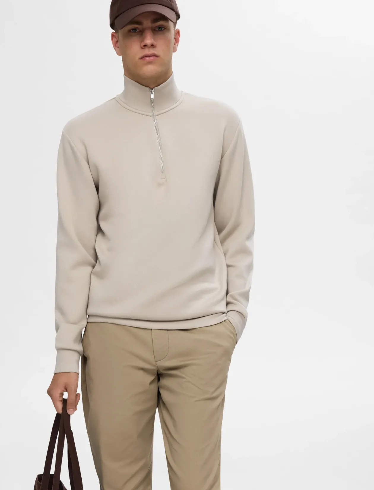 SLHEMANUEL SOFT ZIP HIGH NECK SWEAT NOOS - Sweatshirts