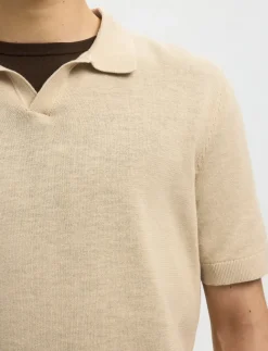SLHMATTIS SS LINEN BLEND OPEN POLO NOOS - Kortærmede