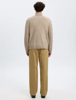 SLHNEIL LS KNIT RELAXED CABLE ROLL NECK - Rullekraver