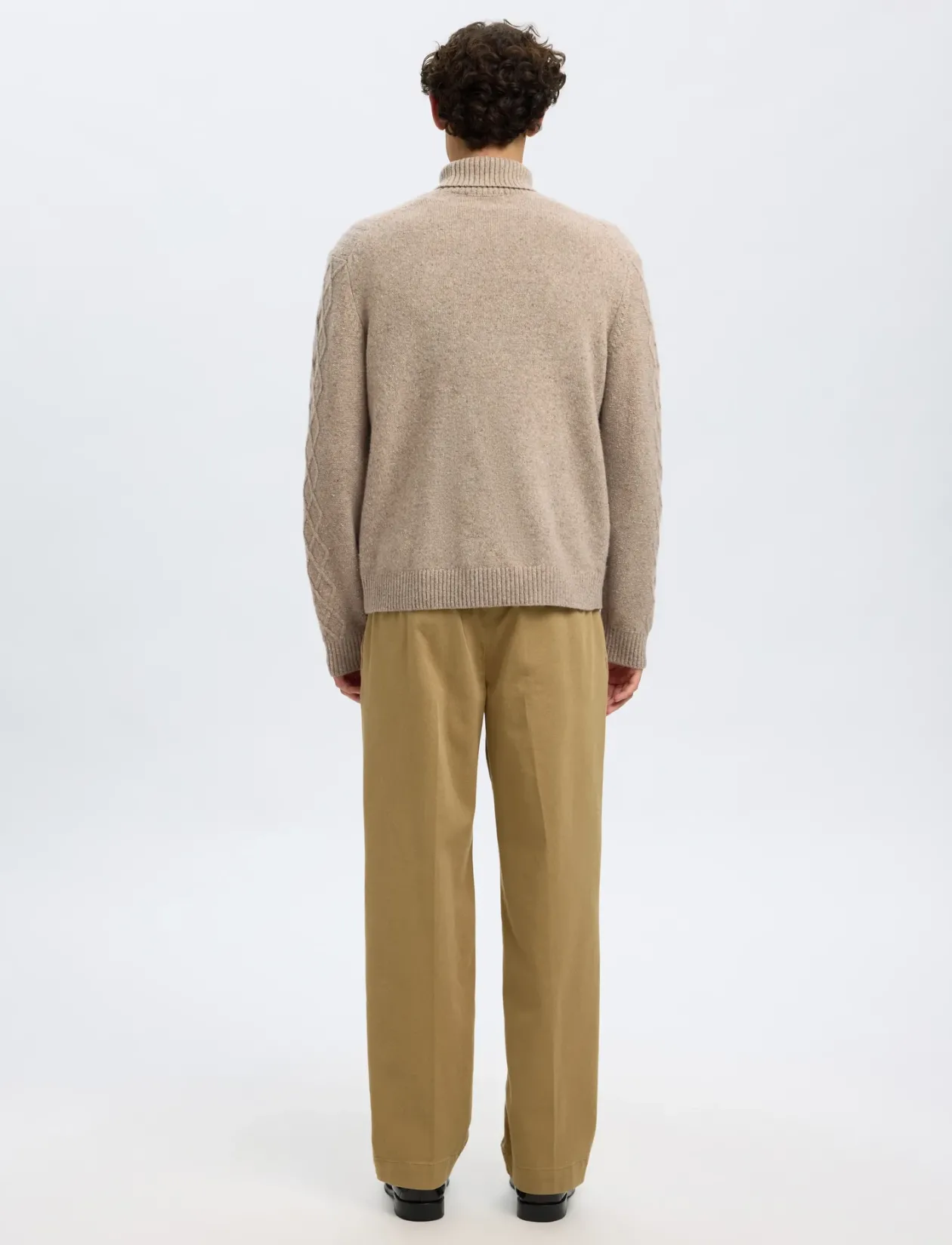 SLHNEIL LS KNIT RELAXED CABLE ROLL NECK - Rullekraver