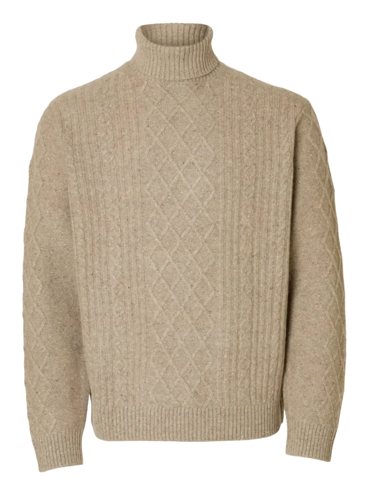 SLHNEIL LS KNIT RELAXED CABLE ROLL NECK - Rullekraver