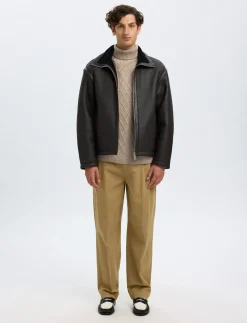 SLHNEIL LS KNIT RELAXED CABLE ROLL NECK - Rullekraver