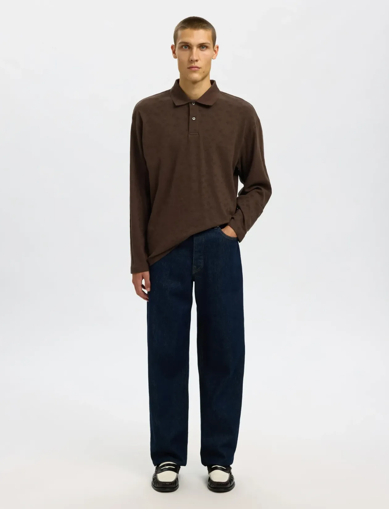 SLHRELAXPAUL JACQUARD LS POLO - Polostrik