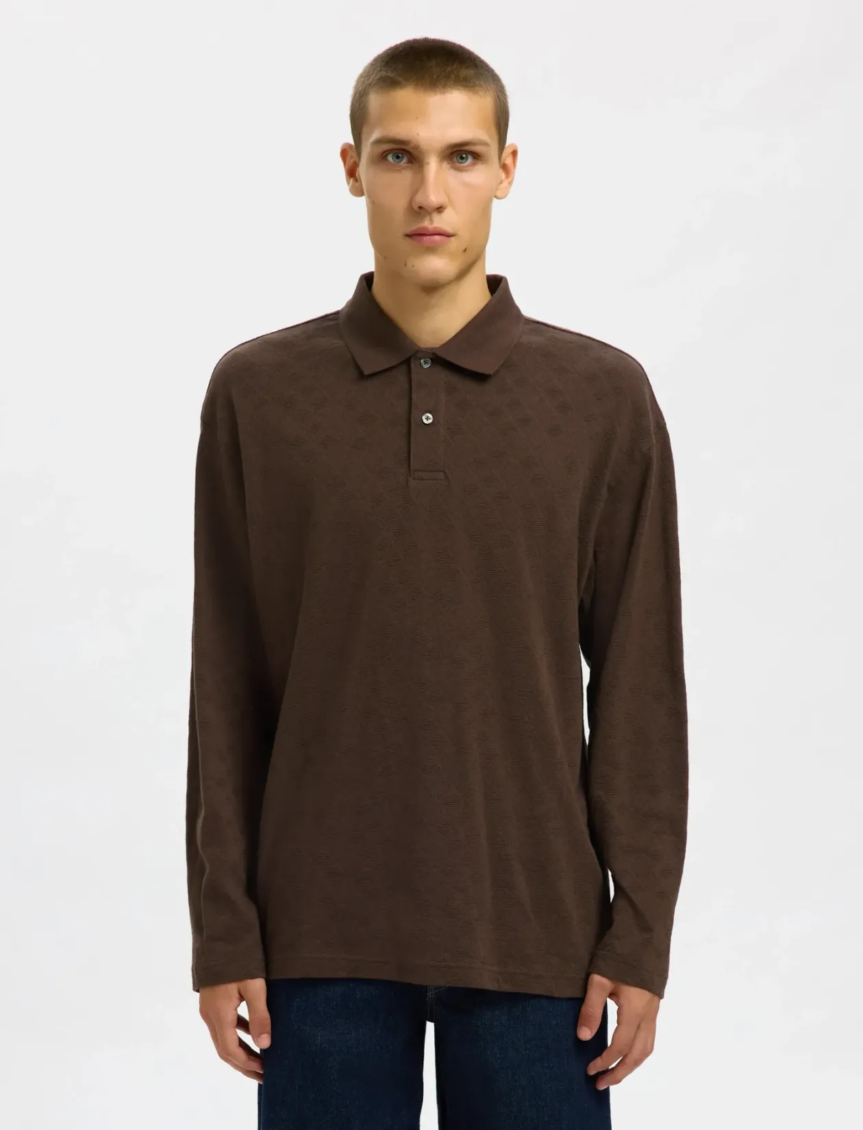 SLHRELAXPAUL JACQUARD LS POLO - Polostrik