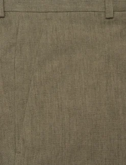 SLIM COT/LINEN SUIT PANTS - Hørbukser
