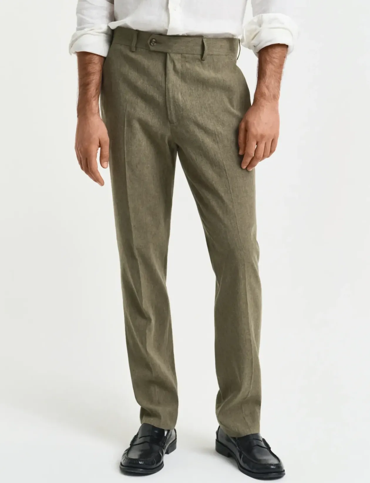 SLIM COT/LINEN SUIT PANTS - Hørbukser