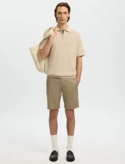 SLMCRAN SS KNIT STRUCTURE ZIP POLO NOOS - Kortærmede poloer