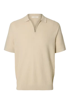 SLMCRAN SS KNIT STRUCTURE ZIP POLO NOOS - Kortærmede poloer