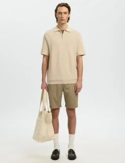 SLMCRAN SS KNIT STRUCTURE ZIP POLO NOOS - Kortærmede poloer