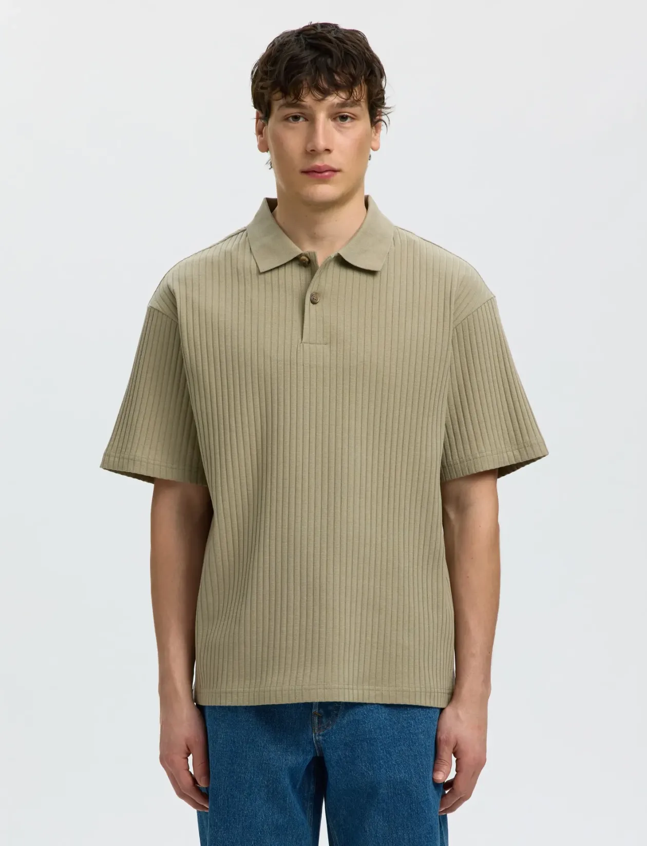 SLMRELAXSIMON RIBBED SS POLO - Kortærmede