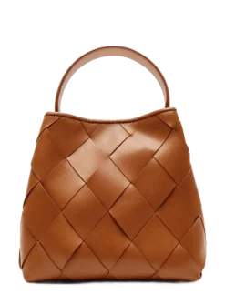 Small Chiara Braided Florence Brown w. Gold - Top handle tasker