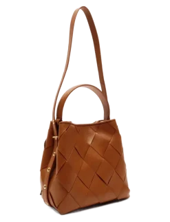 Small Chiara Braided Florence Brown w. Gold - Top handle tasker