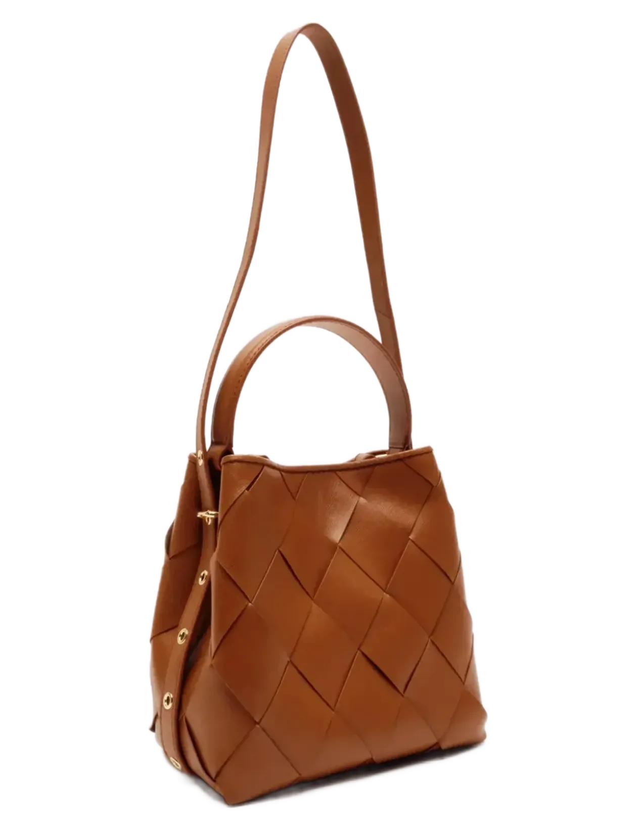 Small Chiara Braided Florence Brown w. Gold - Top handle tasker