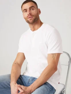 SS HM HENLEY WHITE + - T-Shirts