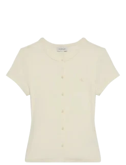 SS 1X1 REFINED RIB BUTTON UP CRE - T-shirts