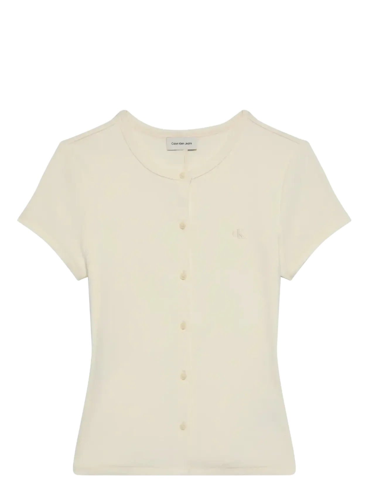 SS 1X1 REFINED RIB BUTTON UP CRE - T-shirts