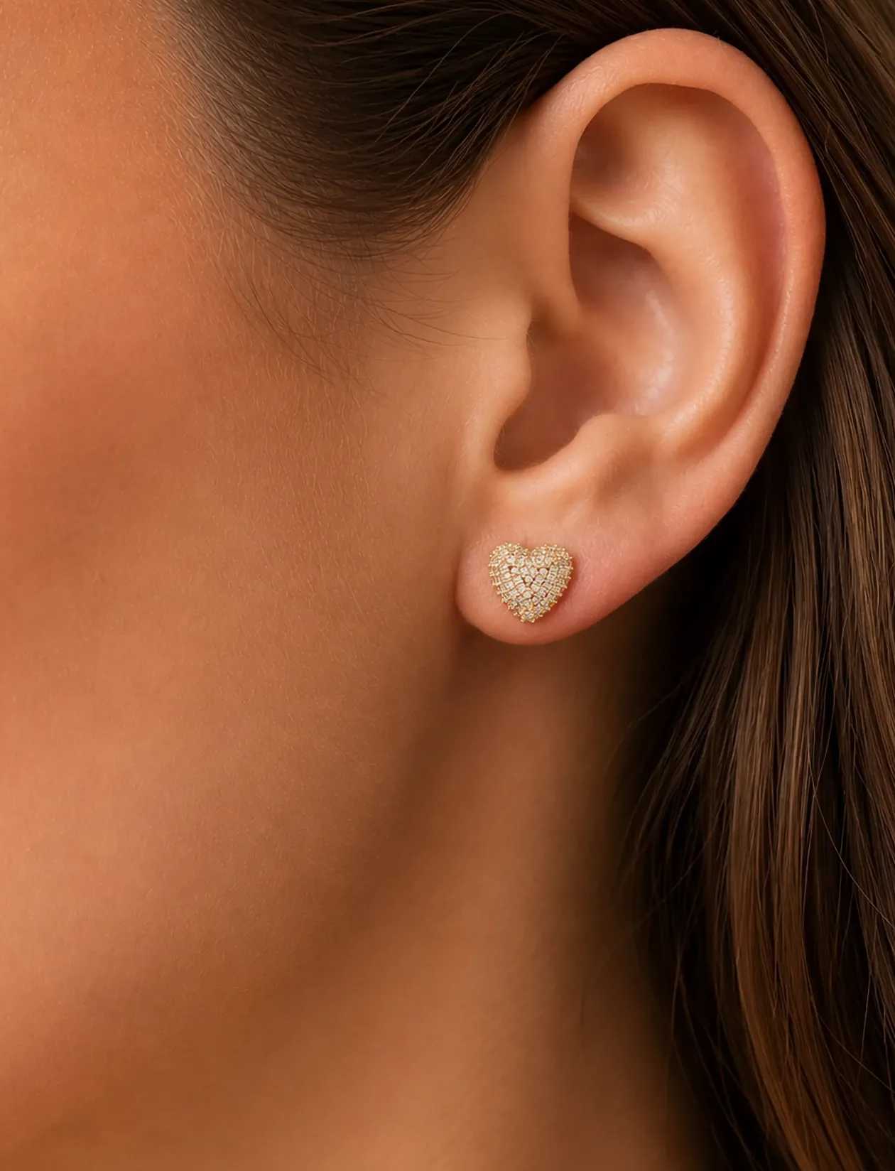 Stina heart ear g/clear - Onesize - Ørestikker