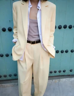 Straight linen-blend trousers - Hørbukser