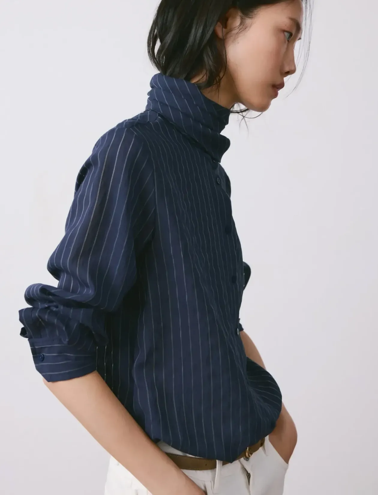 Striped blouse with bow tie neck - Langærmede bluser