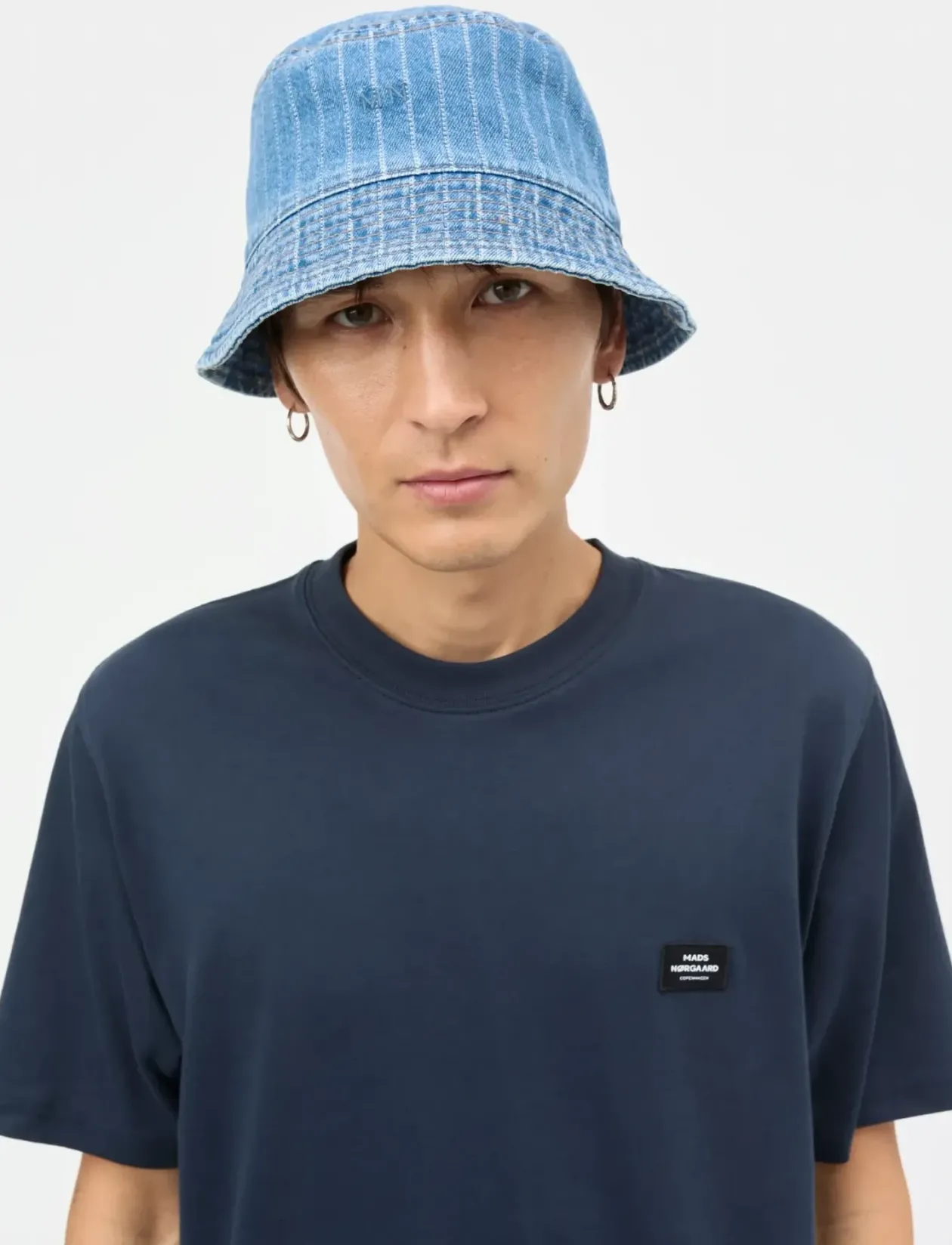 Striped Denim Bucket Hat - Hatte