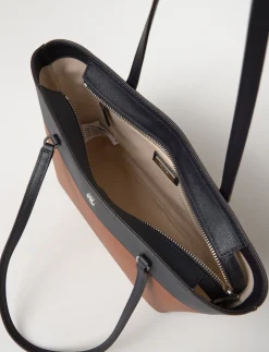 Striped Leather Medium Karly Tote Bag - Shoppere