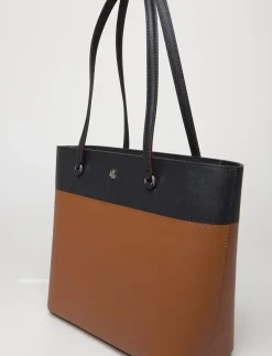 Striped Leather Medium Karly Tote Bag - Shoppere
