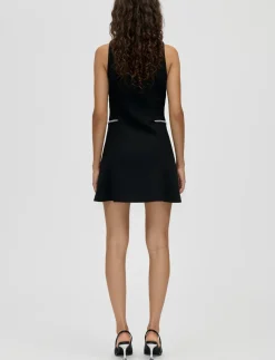 Structured Crepe, Sleeveless Button-Up Mini Dress - Korte kjoler