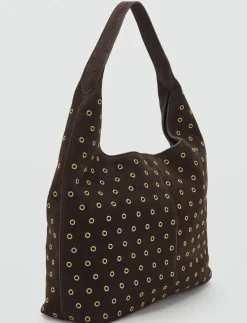 Suede shopper bag with eyelets - Shoppere