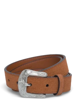 Tooled-Buckle Leather Belt - Bælter
