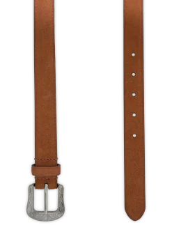 Tooled-Buckle Leather Belt - Bælter