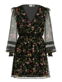 VIROMAN NEW V-NECK L/S SHORT DRESS/DC/KA - Korte kjoler