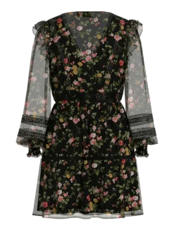 VIROMAN NEW V-NECK L/S SHORT DRESS/DC/KA - Korte kjoler
