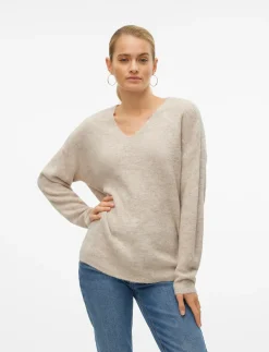 VMCREWLEFILE LS V-NECK BLOUSE NOOS - Trøjer