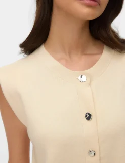 VMGOLD SL O-NECK BUTTON VEST BOO - Strikveste