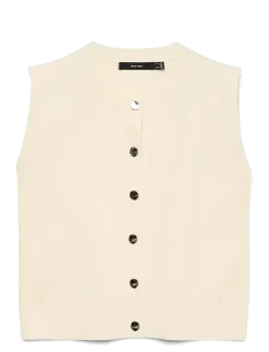 VMGOLD SL O-NECK BUTTON VEST BOO - Strikveste