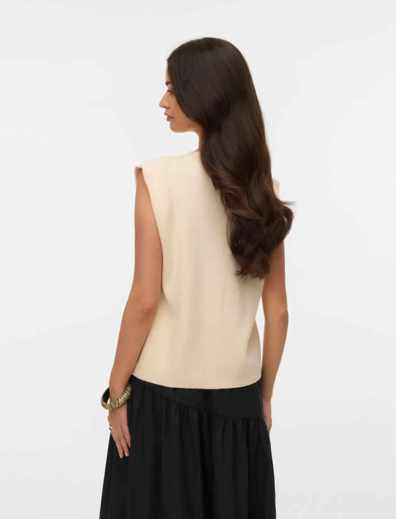 VMGOLD SL O-NECK BUTTON VEST BOO - Strikveste