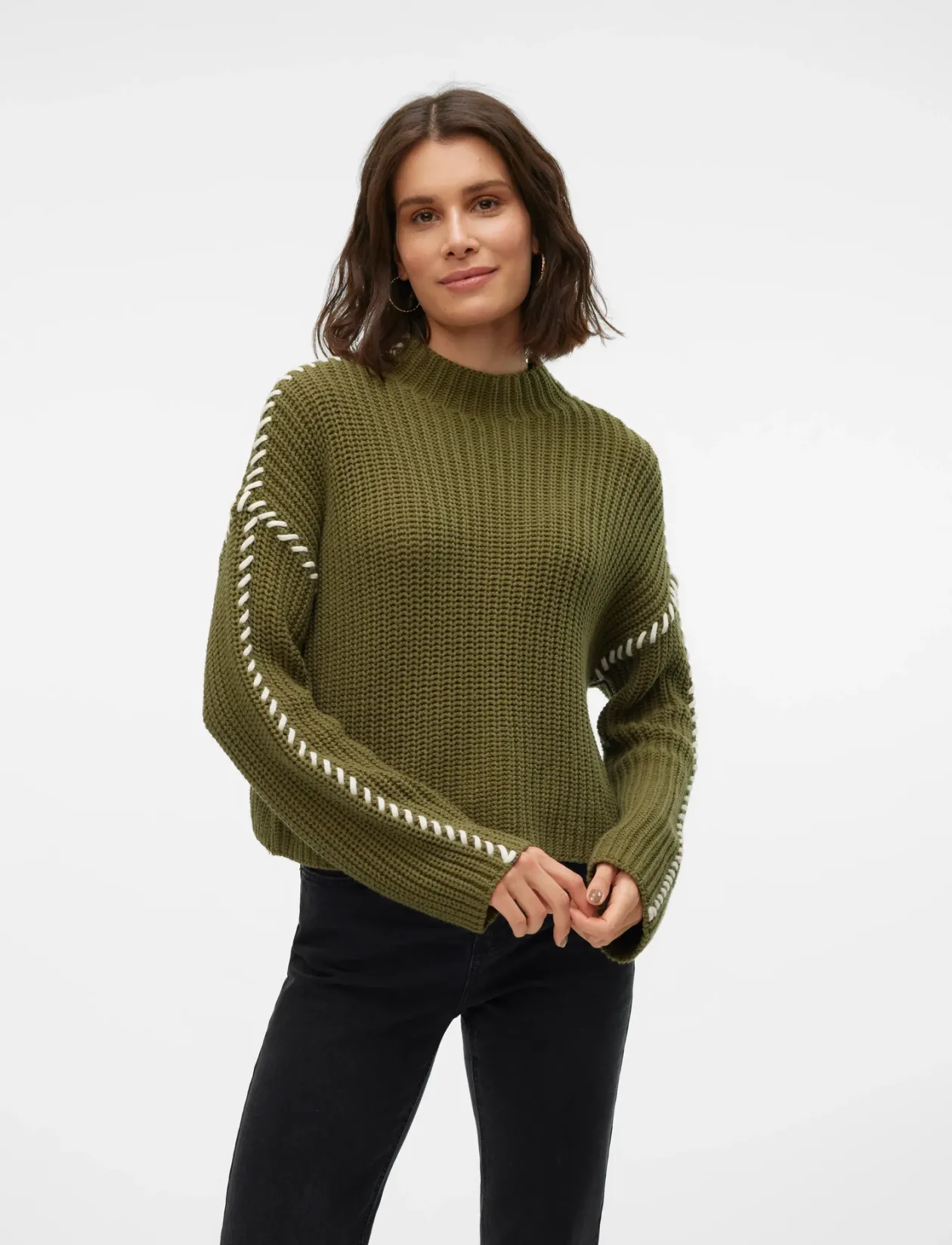 VMNEWCREAM LS FUNNELNECK PULLOVER BOO - Strik