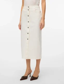 VMWILD ALVIDA BUTTON HR 7/8 CLR SKIRT - Midinederdele