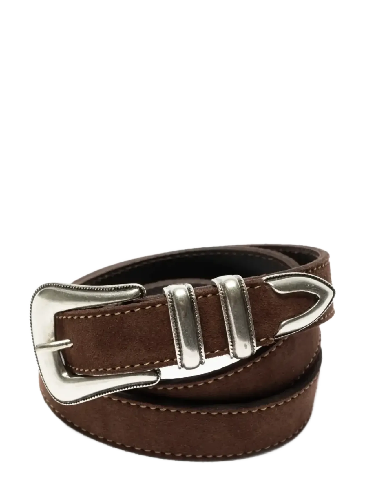 Western Suede Silver Belt Dark Brown - Bælter