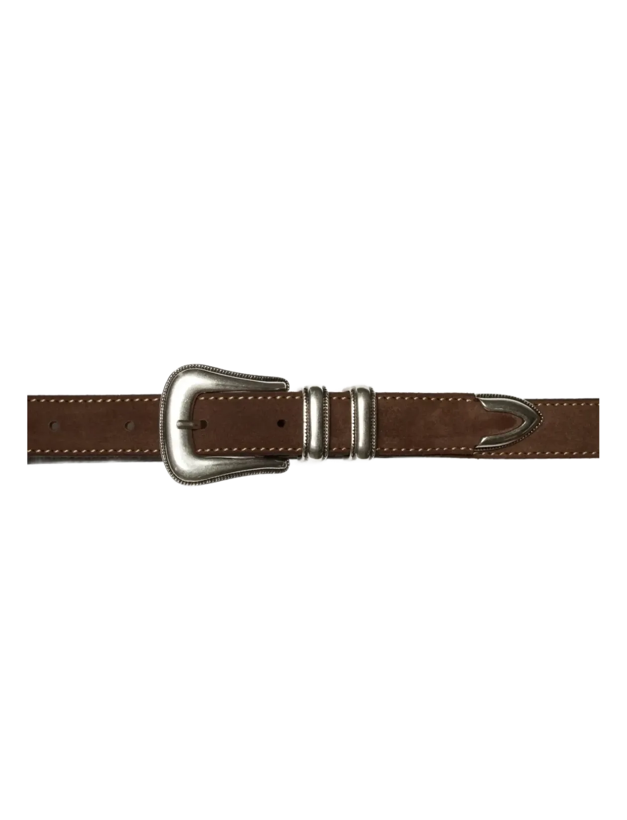 Western Suede Silver Belt Dark Brown - Bælter