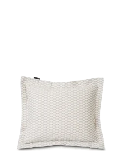 White/Dk Beige Printed Cotton Sateen Pillowcase - Pudebetræk