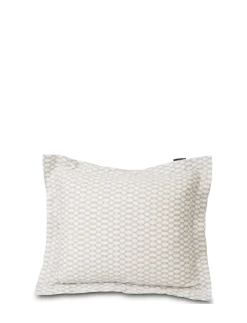 White/Dk Beige Printed Cotton Sateen Pillowcase - Pudebetræk