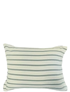 White/Eucalyptus Striped Cotton Poplin Bed Set - Sengesæt
