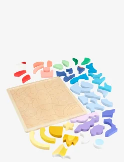 Wooden Space Blocks Puzzle for Preschool Kids, 42 Wood Pieces - Træpuslespil