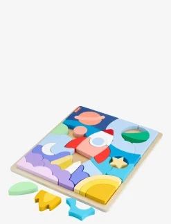 Wooden Space Blocks Puzzle for Preschool Kids, 42 Wood Pieces - Træpuslespil