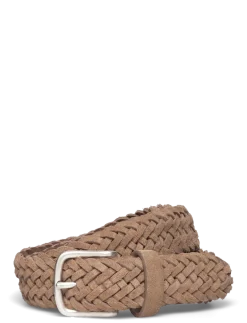 Woven suede belt Sand - 3cm - Flettede bælter