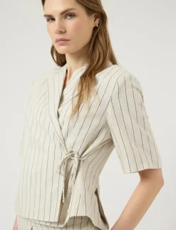YASLINURA 2/4 LINEN BLEND BLAZER - Blazere med bælte