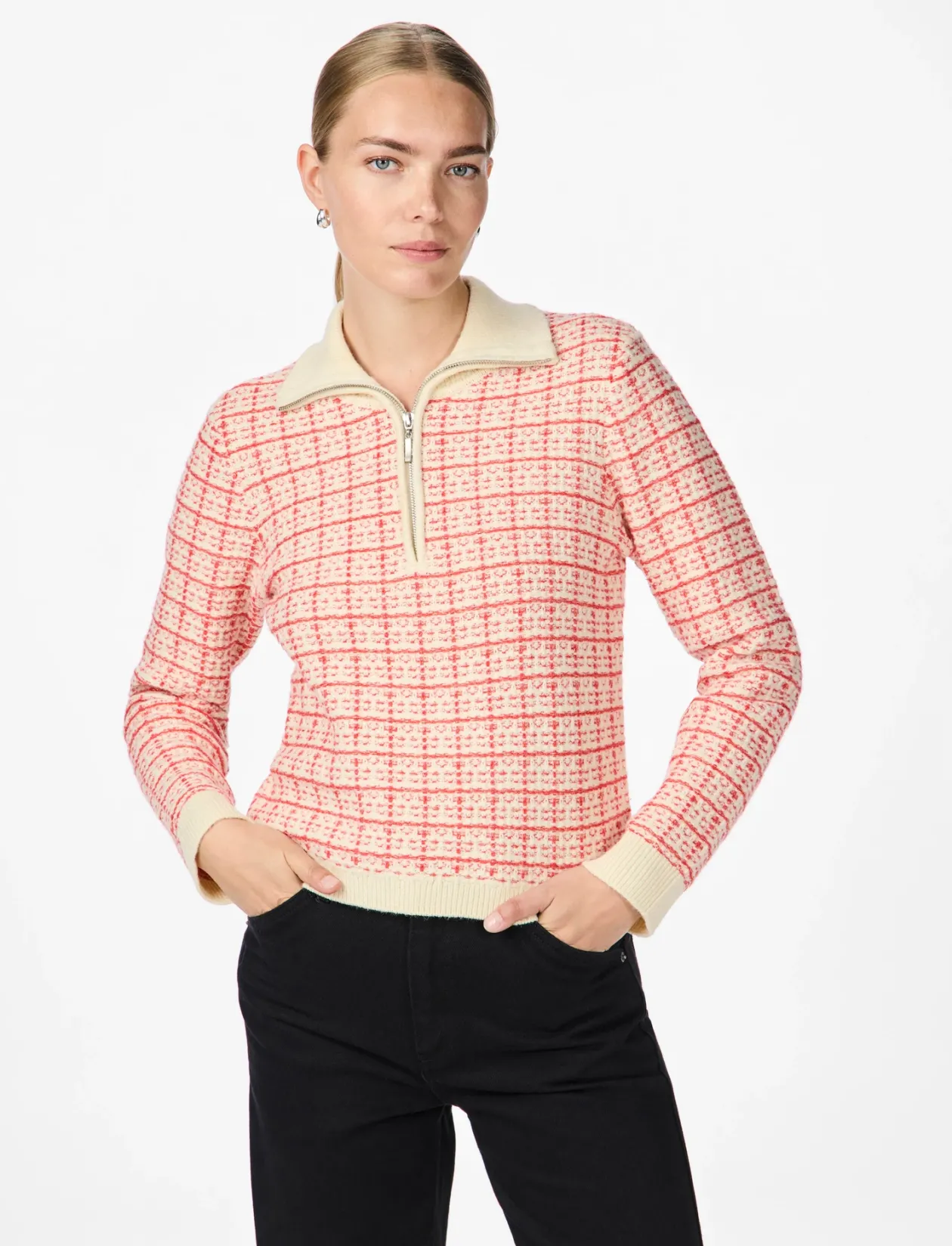 YASLIVIANA LS KNIT ZIP PULLOVER - Strik